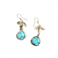 Laurel Turquoise Marble Teardrop Stone Drop Earrings